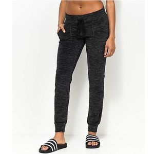 Almost Famous Black Space Dye Jogger Sweatpants